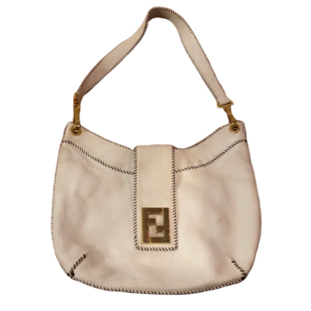 FENDI Leather White Leather  Shoulder Bag